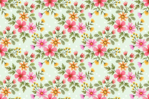 Download Sweet Pink Flower on Green Pattern. - Premium Resources