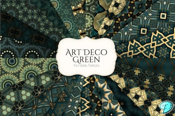 Download Art Deco Green Pattern Papers - Premium Resources